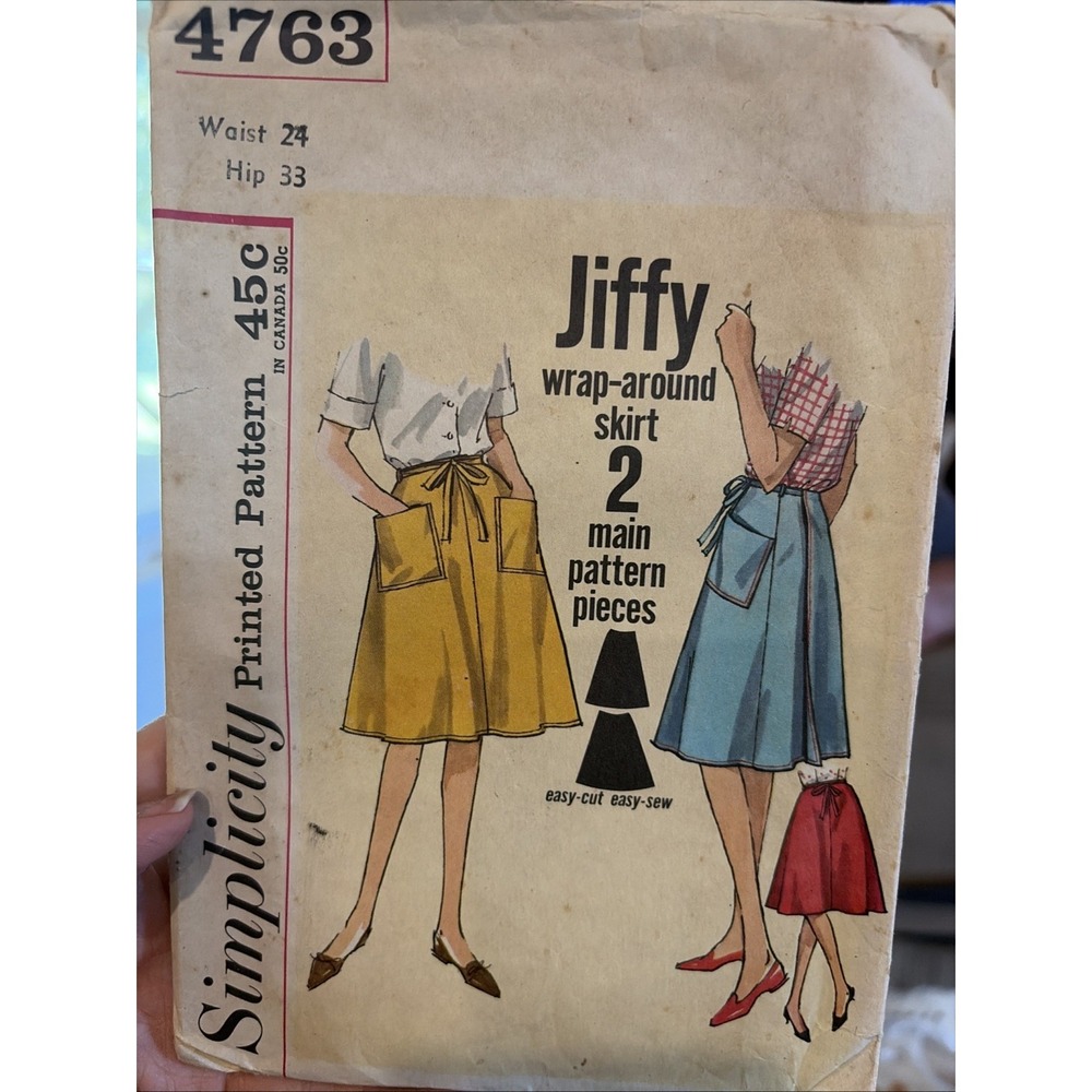 Simplicity Jiffy Wrap Around Skirt Size Waist 24 Hip 33 #4763 Cut Sewing Pattern